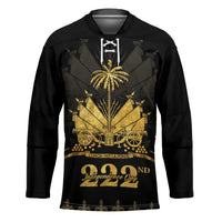 Ayiti 222nd Independence Day Anniversary Hockey Jersey Haiti Gold VeVe Pattern - Wonder Print Shop
