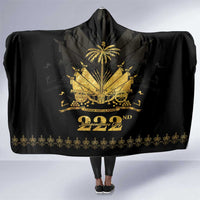 Ayiti 222nd Independence Day Anniversary Hooded Blanket Haiti Gold VeVe Pattern - Wonder Print Shop