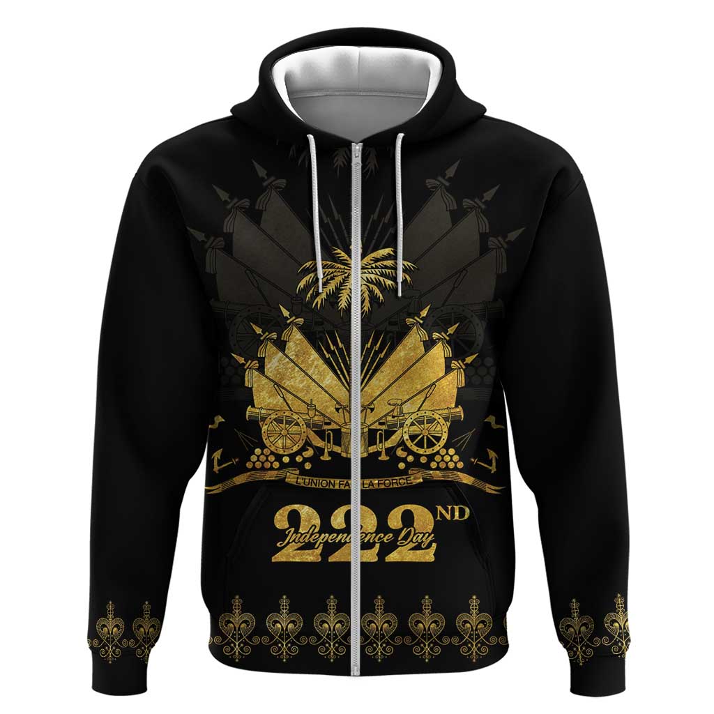 Ayiti 222nd Independence Day Anniversary Hoodie Haiti Gold VeVe Pattern - Wonder Print Shop