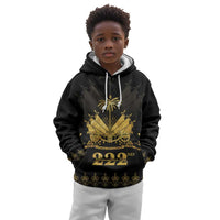 Ayiti 222nd Independence Day Anniversary Kid Hoodie Haiti Gold VeVe Pattern - Wonder Print Shop