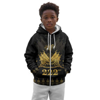 Ayiti 222nd Independence Day Anniversary Kid Hoodie Haiti Gold VeVe Pattern - Wonder Print Shop