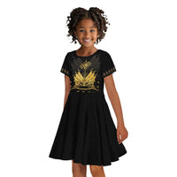 Ayiti 222nd Independence Day Anniversary Kid Short Sleeve Dress Haiti Gold VeVe Pattern LT01
