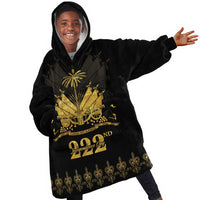 Ayiti 222nd Independence Day Anniversary Kid Wearable Blanket Hoodie Haiti Gold VeVe Pattern - Wonder Print Shop