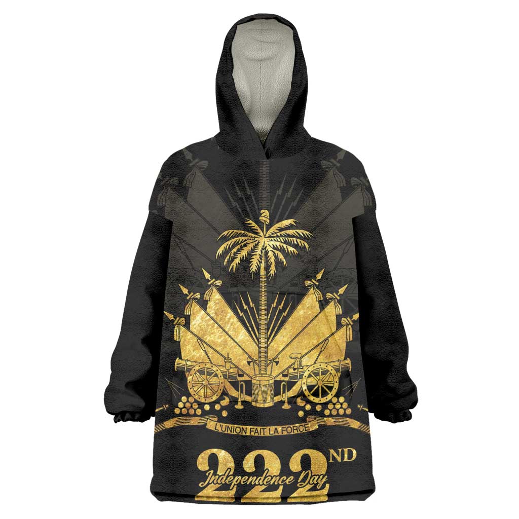 Ayiti 222nd Independence Day Anniversary Kid Wearable Blanket Hoodie Haiti Gold VeVe Pattern - Wonder Print Shop