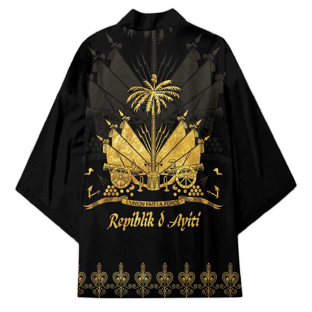 Ayiti 222nd Independence Day Anniversary Kimono Haiti Gold VeVe Pattern - Wonder Print Shop