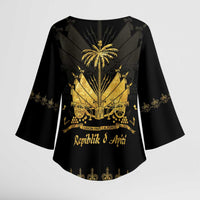 Ayiti 222nd Independence Day Anniversary Kimono Sleeve Blouse Haiti Gold VeVe Pattern - Wonder Print Shop