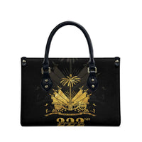 Ayiti 222nd Independence Day Anniversary Leather Bag Haiti Gold VeVe Pattern - Wonder Print Shop