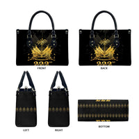 Ayiti 222nd Independence Day Anniversary Leather Bag Haiti Gold VeVe Pattern - Wonder Print Shop