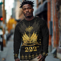 Ayiti 222nd Independence Day Anniversary Long Sleeve Shirt Haiti Gold VeVe Pattern - Wonder Print Shop