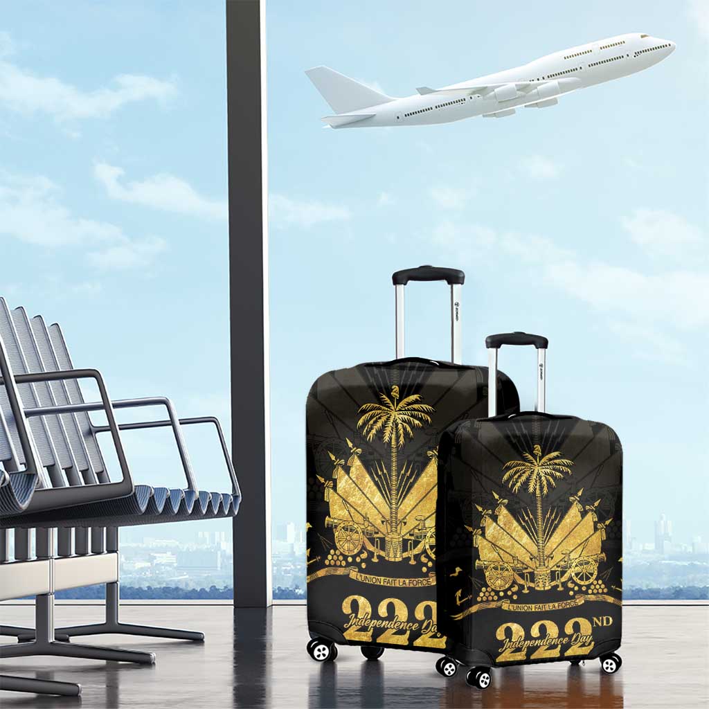 Ayiti 222nd Independence Day Anniversary Luggage Cover Haiti Gold VeVe Pattern - Wonder Print Shop