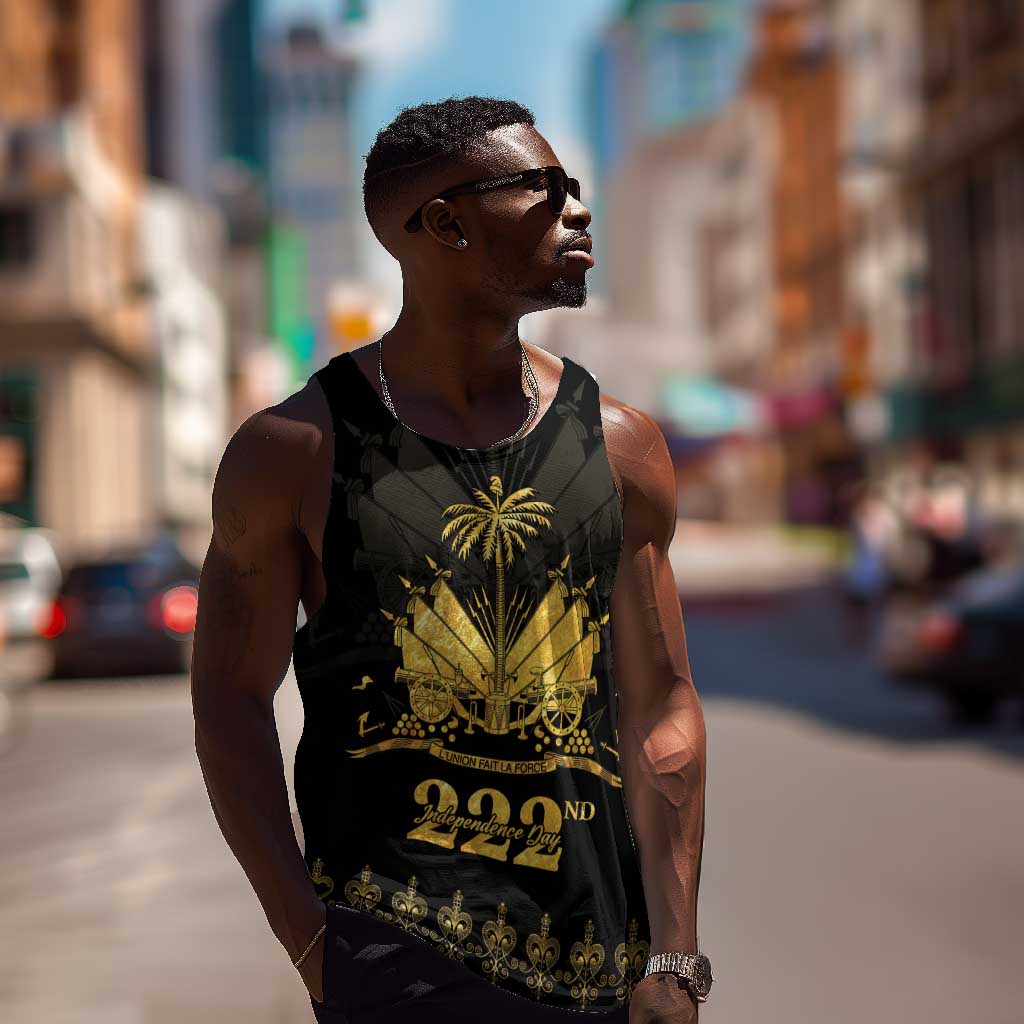 Ayiti 222nd Independence Day Anniversary Men Tank Top Haiti Gold VeVe Pattern - Wonder Print Shop