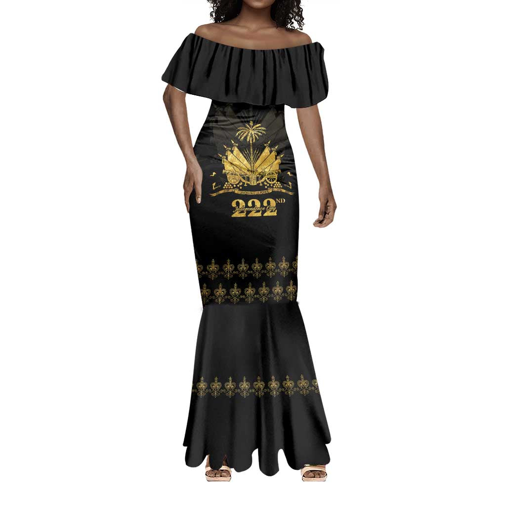 Ayiti 222nd Independence Day Anniversary Mermaid Dress Haiti Gold VeVe Pattern LT01