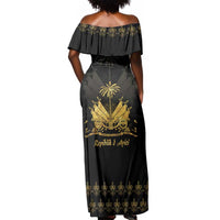 Ayiti 222nd Independence Day Anniversary Off Shoulder Maxi Dress Haiti Gold VeVe Pattern - Wonder Print Shop