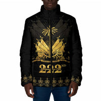 Ayiti 222nd Independence Day Anniversary Padded Jacket Haiti Gold VeVe Pattern - Wonder Print Shop