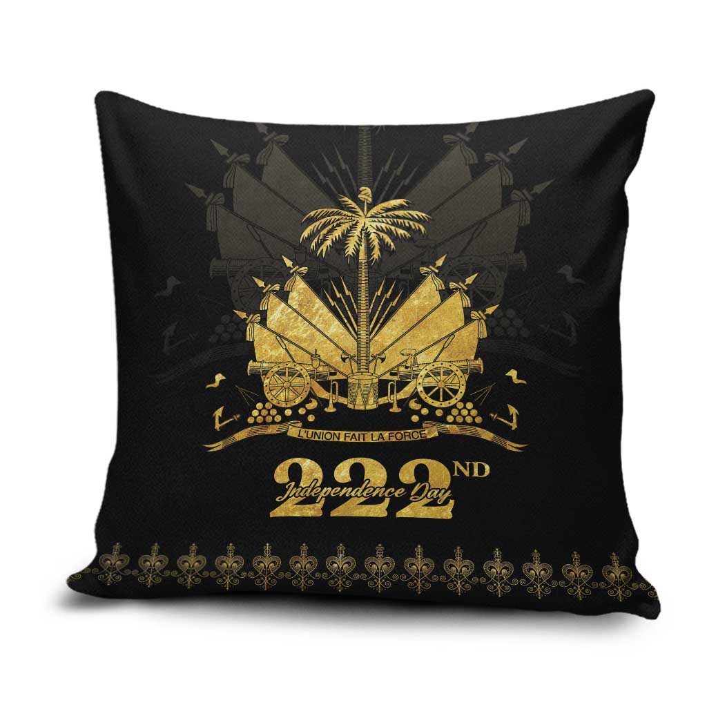 Ayiti 222nd Independence Day Anniversary Pillow Cover Haiti Gold VeVe Pattern - Wonder Print Shop