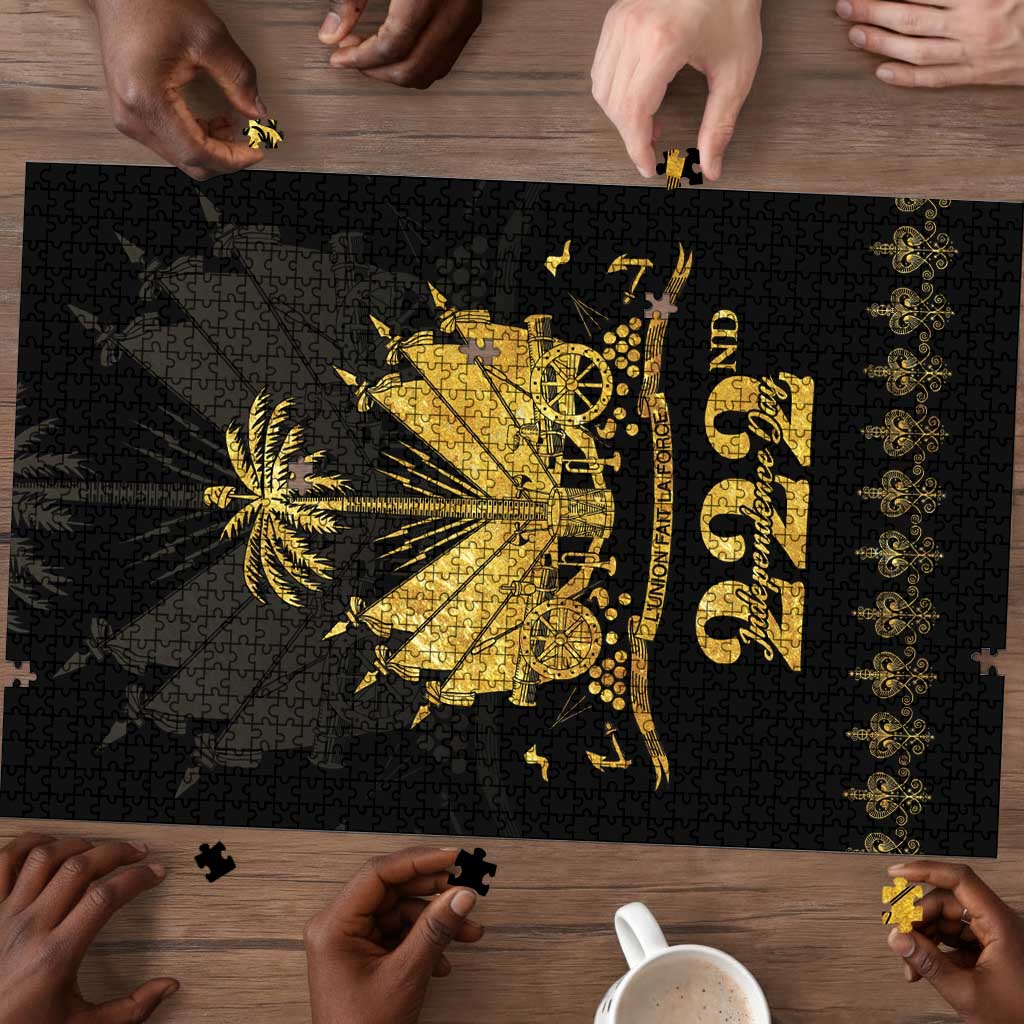 Ayiti 222nd Independence Day Anniversary Puzzle Haiti Gold VeVe Pattern - Wonder Print Shop