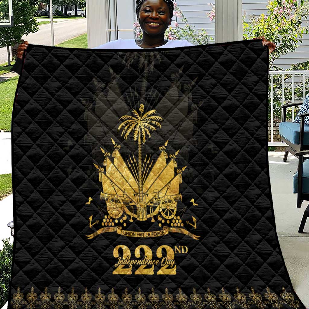 Ayiti 222nd Independence Day Anniversary Quilt Haiti Gold VeVe Pattern - Wonder Print Shop