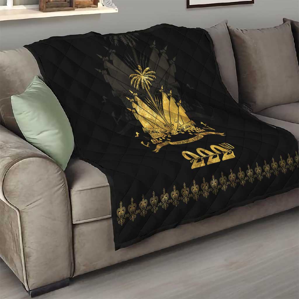 Ayiti 222nd Independence Day Anniversary Quilt Haiti Gold VeVe Pattern - Wonder Print Shop