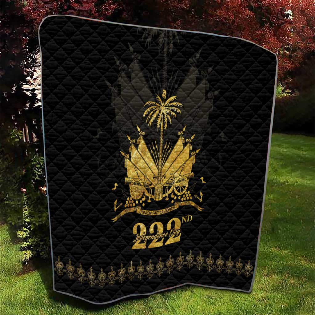 Ayiti 222nd Independence Day Anniversary Quilt Haiti Gold VeVe Pattern - Wonder Print Shop