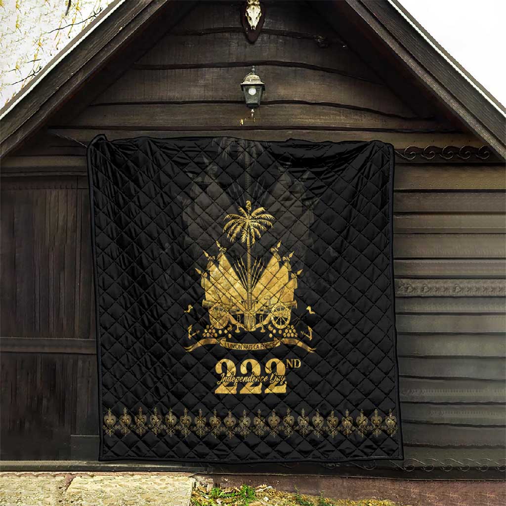 Ayiti 222nd Independence Day Anniversary Quilt Haiti Gold VeVe Pattern - Wonder Print Shop