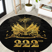 Ayiti 222nd Independence Day Anniversary Round Carpet Haiti Gold VeVe Pattern - Wonder Print Shop