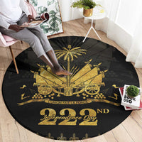Ayiti 222nd Independence Day Anniversary Round Carpet Haiti Gold VeVe Pattern - Wonder Print Shop