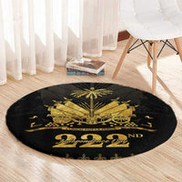 Ayiti 222nd Independence Day Anniversary Round Carpet Haiti Gold VeVe Pattern - Wonder Print Shop