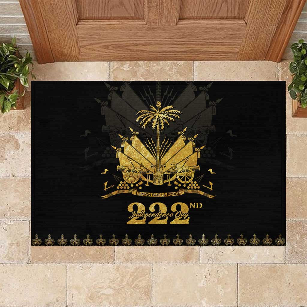 Ayiti 222nd Independence Day Anniversary Rubber Doormat Haiti Gold VeVe Pattern - Wonder Print Shop