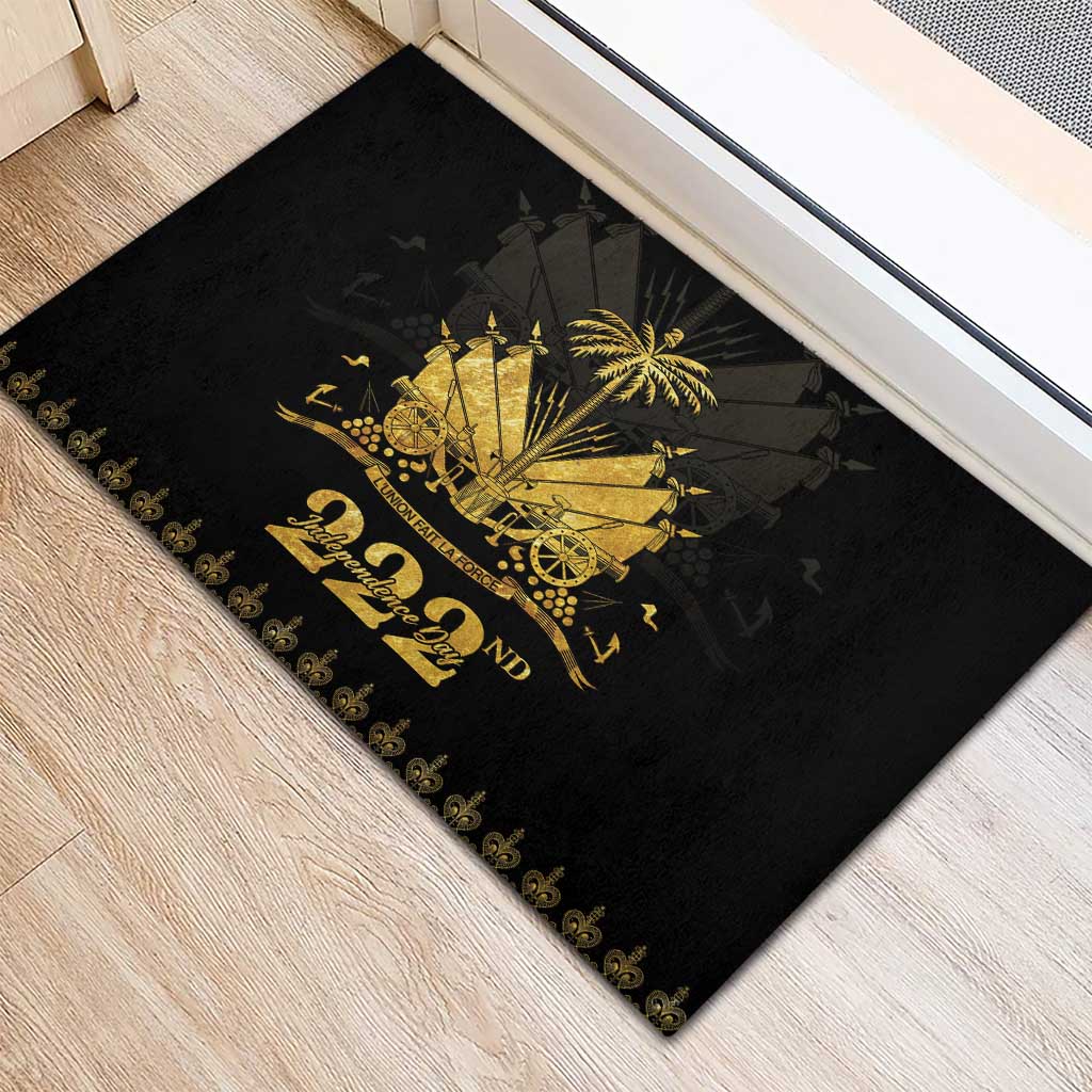 Ayiti 222nd Independence Day Anniversary Rubber Doormat Haiti Gold VeVe Pattern - Wonder Print Shop