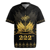 Ayiti 222nd Independence Day Anniversary Rugby Jersey Haiti Gold VeVe Pattern LT01