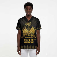 Ayiti 222nd Independence Day Anniversary Scrub Top Haiti Gold VeVe Pattern - Wonder Print Shop