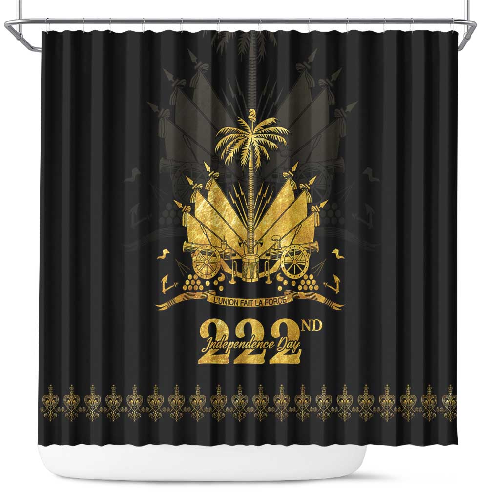Ayiti 222nd Independence Day Anniversary Shower Curtain Haiti Gold VeVe Pattern - Wonder Print Shop