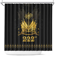 Ayiti 222nd Independence Day Anniversary Shower Curtain Haiti Gold VeVe Pattern - Wonder Print Shop