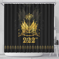 Ayiti 222nd Independence Day Anniversary Shower Curtain Haiti Gold VeVe Pattern - Wonder Print Shop