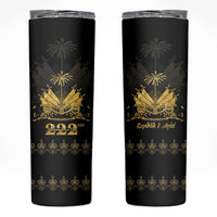 Ayiti 222nd Independence Day Anniversary Skinny Tumbler Haiti Gold VeVe Pattern - Wonder Print Shop