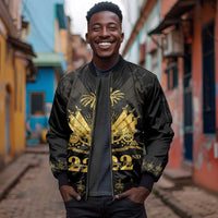 Ayiti 222nd Independence Day Anniversary Sleeve Zip Bomber Jacket Haiti Gold VeVe Pattern - Wonder Print Shop