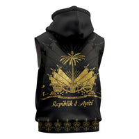 Ayiti 222nd Independence Day Anniversary Sleeveless Hoodie Haiti Gold VeVe Pattern - Wonder Print Shop