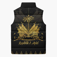 Ayiti 222nd Independence Day Anniversary Sleeveless Puffer Jacket Haiti Gold VeVe Pattern - Wonder Print Shop