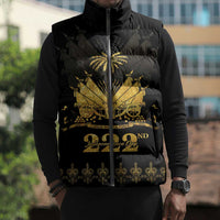 Ayiti 222nd Independence Day Anniversary Sleeveless Puffer Jacket Haiti Gold VeVe Pattern - Wonder Print Shop