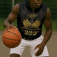 Ayiti 222nd Independence Day Anniversary Sleeveless Zip Hoodie Haiti Gold VeVe Pattern - Wonder Print Shop