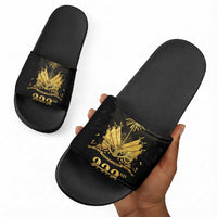 Ayiti 222nd Independence Day Anniversary Slide Sandals Haiti Gold VeVe Pattern - Wonder Print Shop