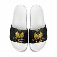 Ayiti 222nd Independence Day Anniversary Slide Sandals Haiti Gold VeVe Pattern - Wonder Print Shop