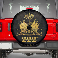 Ayiti 222nd Independence Day Anniversary Spare Tire Cover Haiti Gold VeVe Pattern - Wonder Print Shop