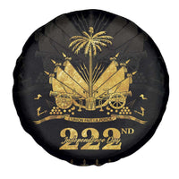Ayiti 222nd Independence Day Anniversary Spare Tire Cover Haiti Gold VeVe Pattern - Wonder Print Shop
