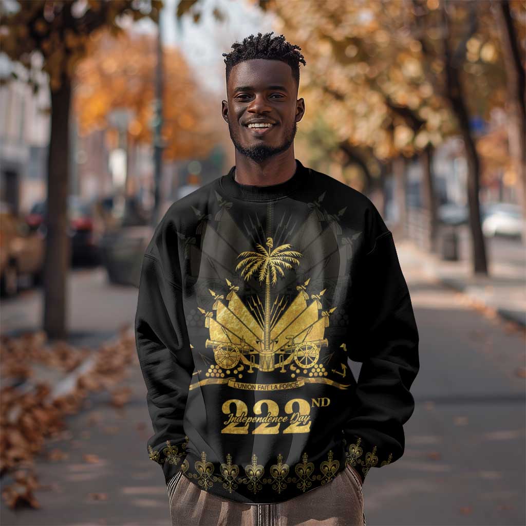 Ayiti 222nd Independence Day Anniversary Sweatshirt Haiti Gold VeVe Pattern - Wonder Print Shop