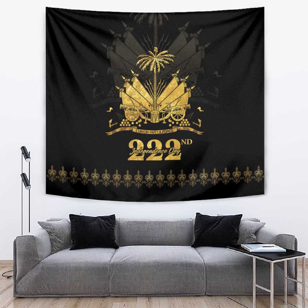 Ayiti 222nd Independence Day Anniversary Tapestry Haiti Gold VeVe Pattern - Wonder Print Shop