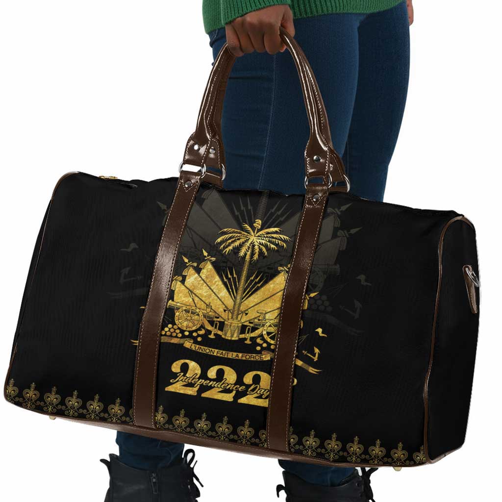 Ayiti 222nd Independence Day Anniversary Travel Bag Haiti Gold VeVe Pattern - Wonder Print Shop