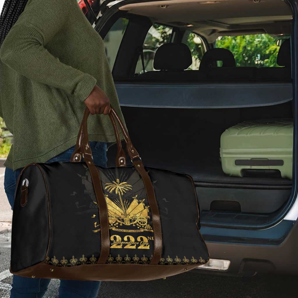 Ayiti 222nd Independence Day Anniversary Travel Bag Haiti Gold VeVe Pattern - Wonder Print Shop