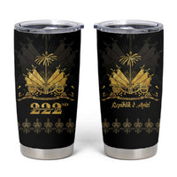 Ayiti 222nd Independence Day Anniversary Tumbler Cup Haiti Gold VeVe Pattern - Wonder Print Shop