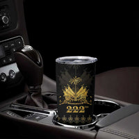 Ayiti 222nd Independence Day Anniversary Tumbler Cup Haiti Gold VeVe Pattern - Wonder Print Shop